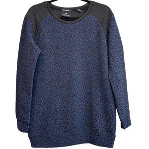 Maison Scotch Punk Radar Blue Black Leopard Print Oversized Sweatshirt Small 1